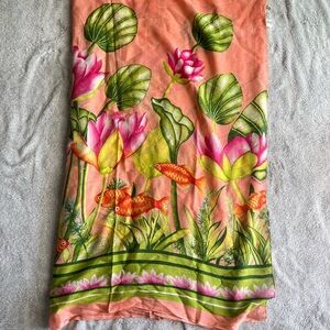 Diane von furstenberg vintage fish print sarong beach cover up scarf one size